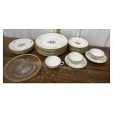 Royal Copenhagen brown rose plates, cups,