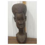 Carved wood tribal bust- large