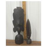 Tribal busts- carved wood