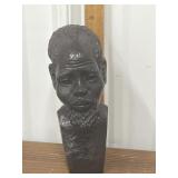 Carved wood African bust
