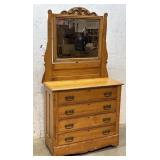 4 Drawer Maple Dresser w/mirror 39/18/36