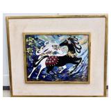 MCM Signed Enamel on Copper Picture