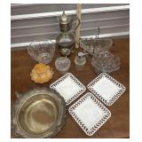 Honey dripper, silver plate coffee and fruit