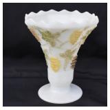 Vintage Milk Glass Vase. Glows PINK. Selenium