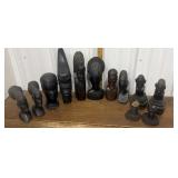 Carved wood tribal busts *cracked, chipped etc