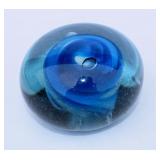Hand Blown Blue Swirl Paperweight