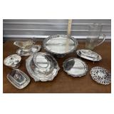 Silver plate serving dishes