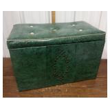 MCM green vinyl storage ottoman