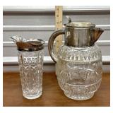 Cut glass silver plate bar servingware