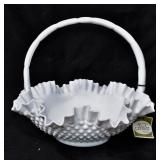 Fenton Milk Glass Hobnail Large Basket