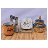 Sad Iron, Lidded Wood Jar, Basket, etc.