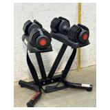 Ethos 50lb Adjustable Dumbbells w/ Rack