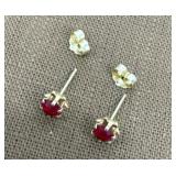 Pr 14k gold Earrings Red Stones