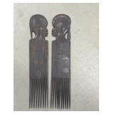 Tribal silhouette combs- carved wood