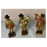 Vtg 6ï¿½ Black Forest Wood Carved Jazz Figurines