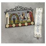 2 Swedish style needlepoint tapestries