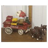 Cast iron Coca-Cola horse-drawn delivery wagon