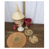 Woven baskets, wall hanging etc