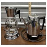 Electric percolator and coffee carafe and stand
