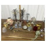 Candle holders, candles, candle snuffer