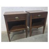 Pair of Henredon one drawer cherry end stands