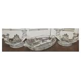 3pcs Navarre Fostoria candlesticks and divided