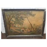 Victorian print - 'old oaken bucket' - an old