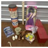 Vintage Barbie, mini doll furniture, trivia game,