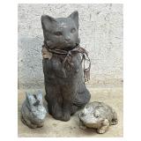 Concrete Yard Ornaments, Cat, Frog & Rabbit