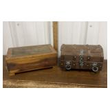 Treasure chest, wood box w/ floral top