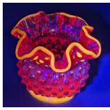 Glows - Fenton Amberina Hobnail Vase