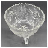 Pretty footed cut glass bowl - Rings like a bell