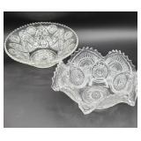 2 pattern pressed Glass fruit bowls