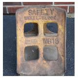 Vintage Railroad Safety Wheel Block. (heavy!)