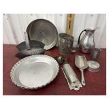 Vintage kitchen - flour sifter, pie tins, scoop,
