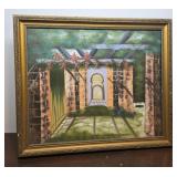 Architectural Painting on wood - nice frame but