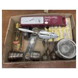 Coasters, collector spoons, salt and pepper,
