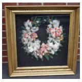 Antique Victorian Feather Flower Mourning Wreath