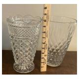 2 Large ï¿½glassï¿½ Vases -each 10ï¿½ Tall