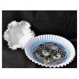 Jefferson Glass Lg Bowl, Small Cased Glass Ruffle
