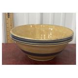 Yelloware blue banded bowl