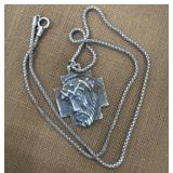 Sterling signed Chapel ï¿½Jesusï¿½ pendant necklace