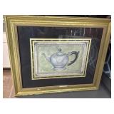 Marty Beth Seitz Lithograph Antique Teapot Framed