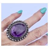 Amethyst & German Silver Ring