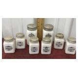 Milk glass spice shakers
