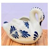 Blue Delft Swan Planter