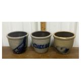 3 Beaumont pottery crocks- chicken, cheese, heart