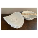 2 milk glass pcs. - bowl is 4ï¿½ x 9ï¿½.  Other is