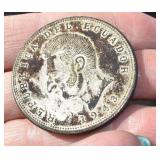 1943 Ecuador 5 Sucres Silver Coin