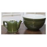 2pcs Green "Hall" China - the bowl has a tiny